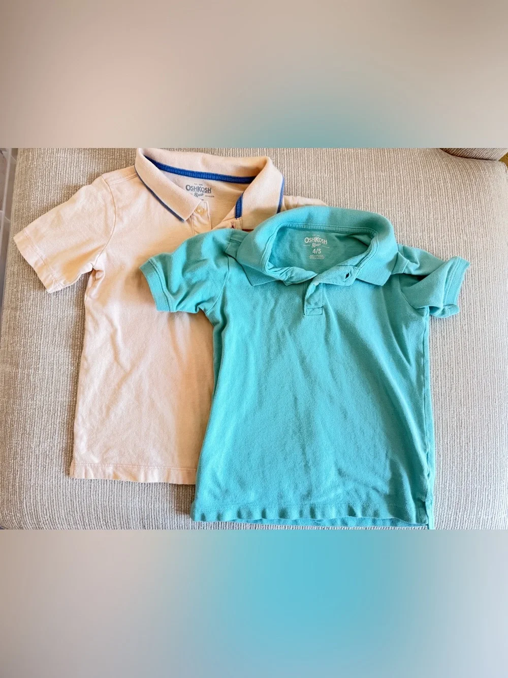 Bundle of OshKosh B'gosh Boy polos- aqua blue and cream 4/5